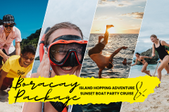Island Hopping Adventure Boracay + Sunset Boat Party Cruise