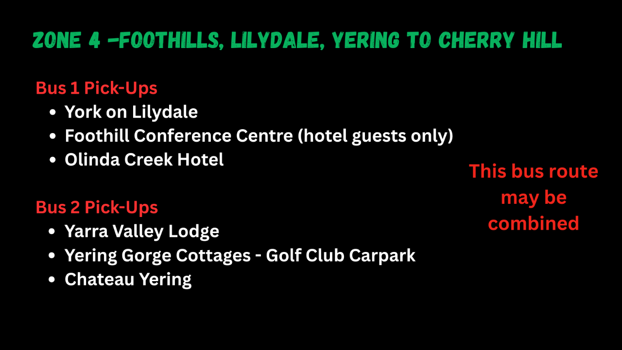 Comedy in the Vines - Zone 4 - Foothills, Lilydale, Yering to Cherry Hill