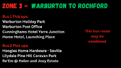 Zone 3 - Warburton, Launching Place Mt Evelyn, Pine Hill Caravan Park  to Rochford