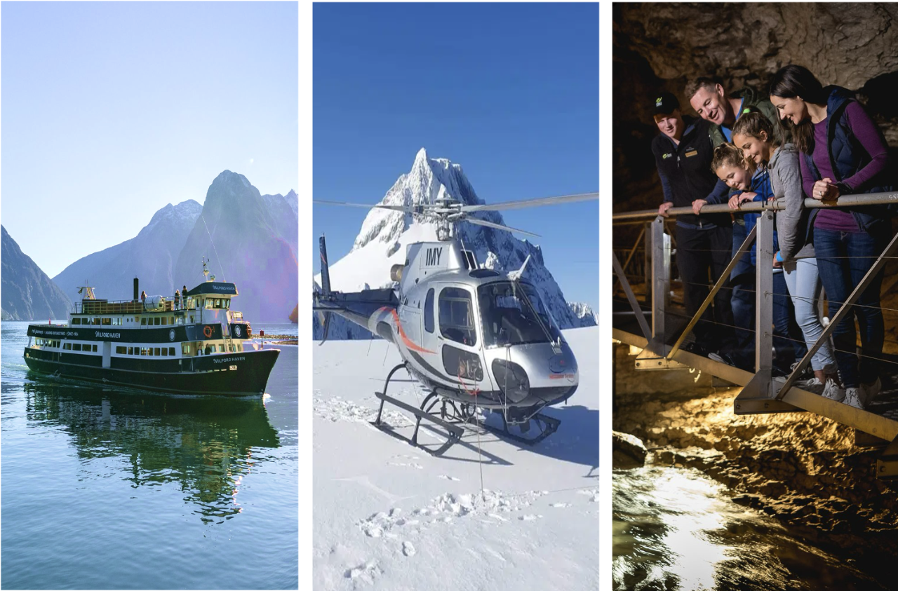 Milford Sound Day Tour with Heli Tour + Te Anau Glowworm Caves (2-days) - Te Anau Departure