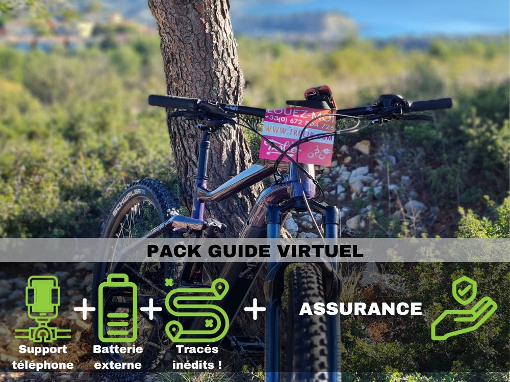 Location vtt electrique journee avec pack guide virtuel et assurance