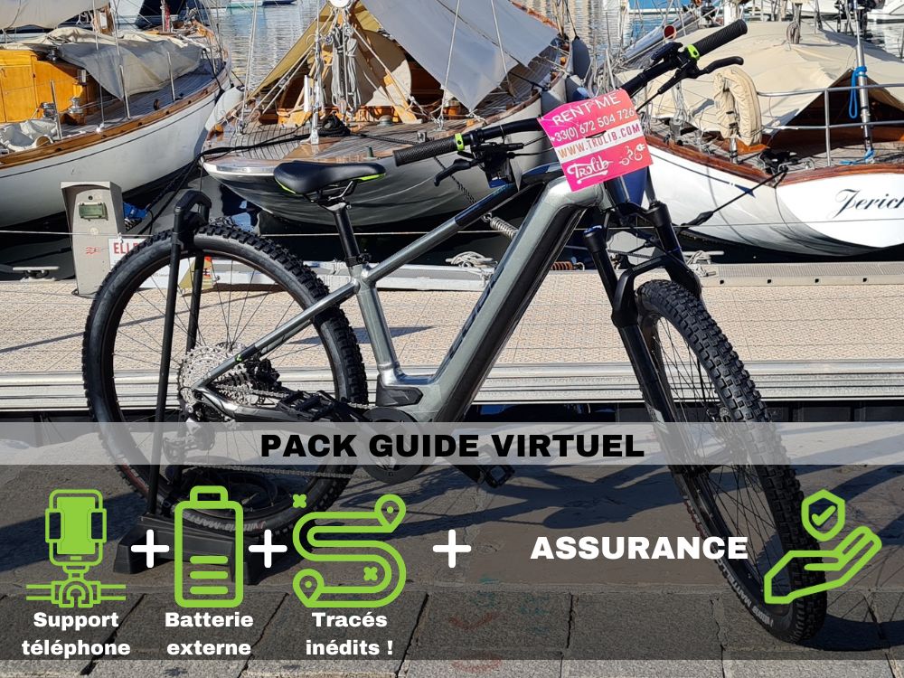 Location VTT electrique 1/2 journee Pack Guide virtuel et assurance inclus- Cassis - Half day E-Mountain Bike rental in Cassis with Virtual Guide and Insurance