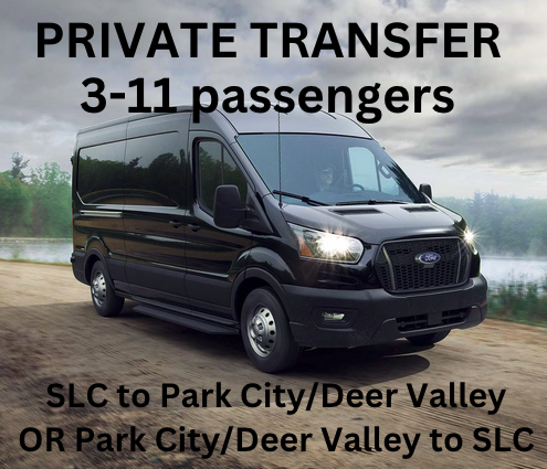 Private AWD transfer 3-11 passengers from SLC to Park City/Deer Valley OR to SLC from Park City/Deer Valley