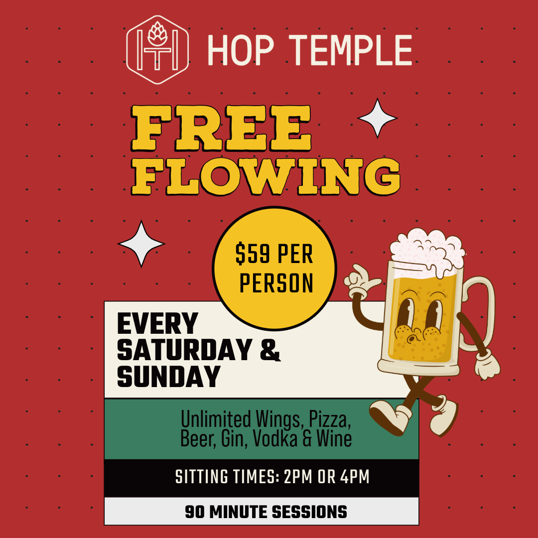 Hop Temple Free Flowing Wings, Pizza and Drinks