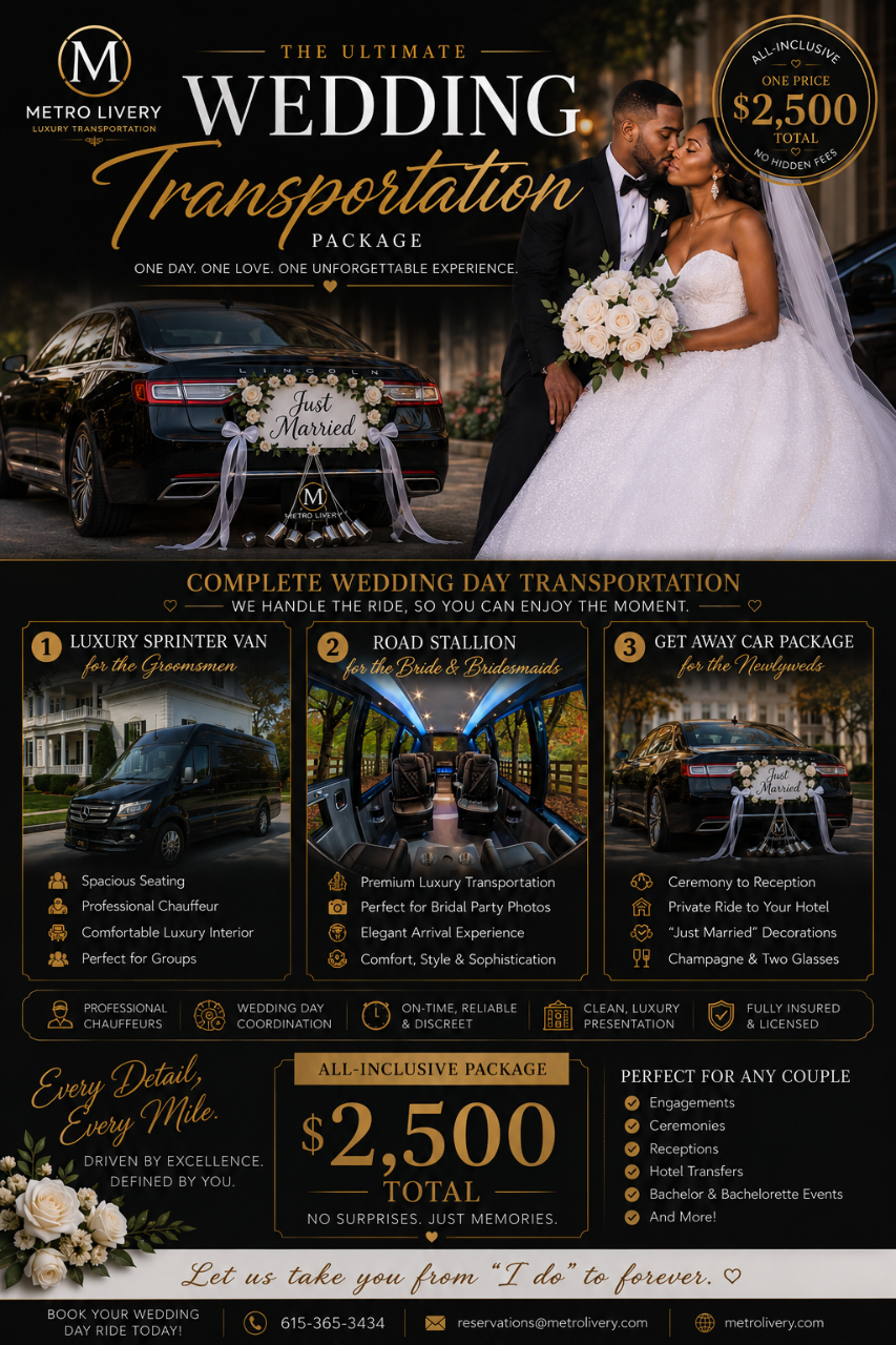 THE ULTIMATE WEDDING TRANSPORTATION PACKAGE