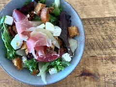 Prosciutto, Pear & Marinated Feta Salad & Wine