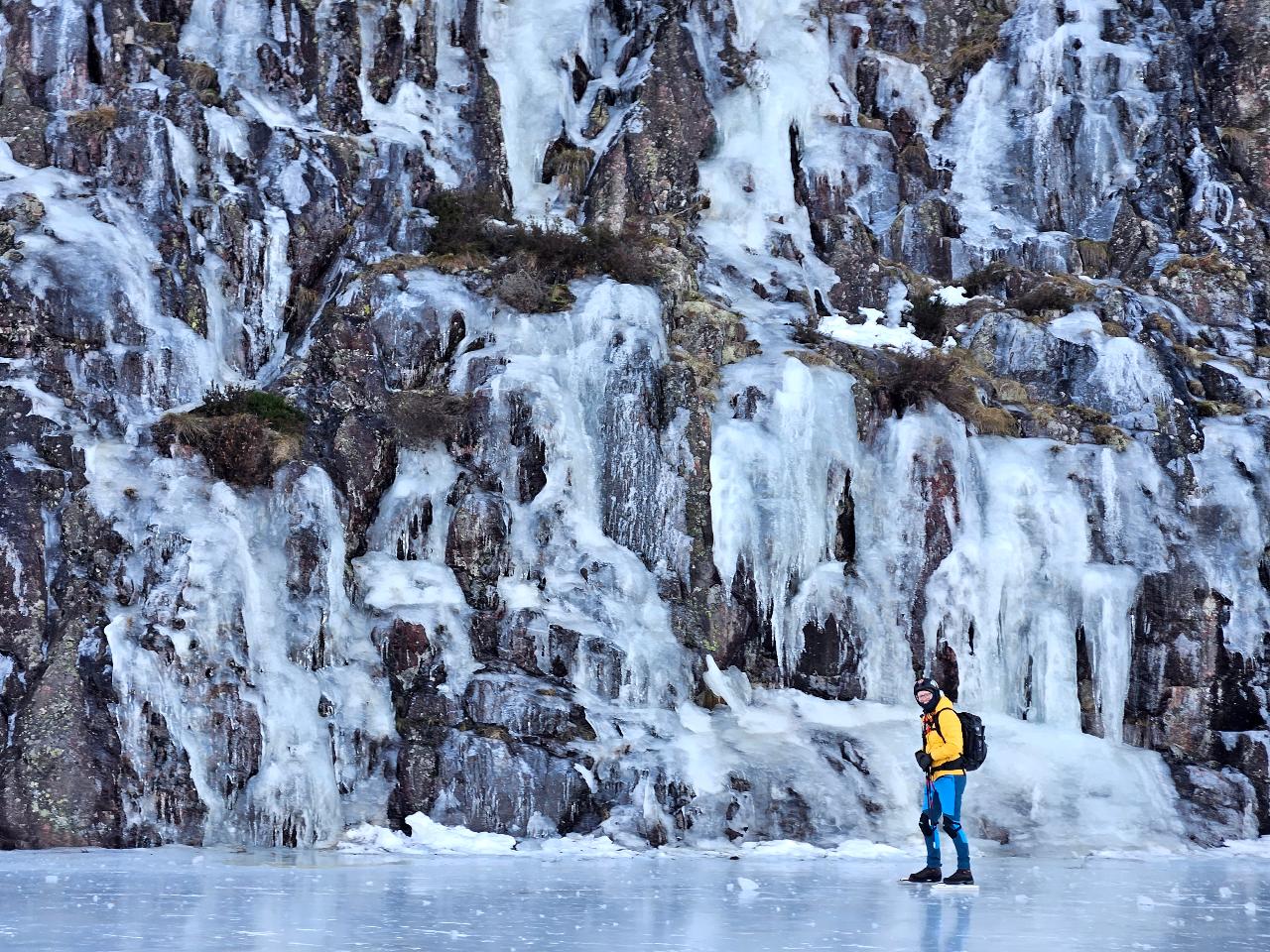 Nordic Ice Skating for Beginners on a Frozen Lake