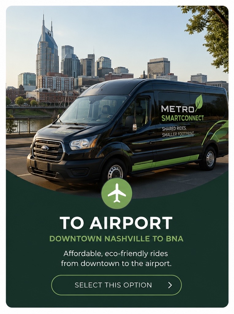 Nashville Downtown & West End to BNA Shuttle Service Only $20