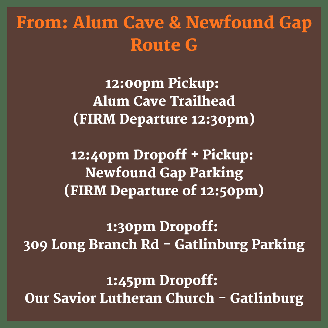 Route G - Return from Alum Cave- 12:00pm Pickup