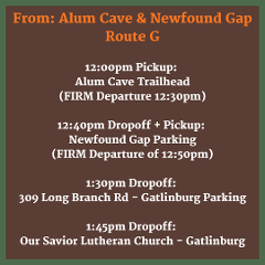 Route G - Return from Alum Cave- 12:00pm Pickup 