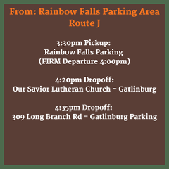 Route J - Return From Rainbow Falls - 3:30pm Pickup