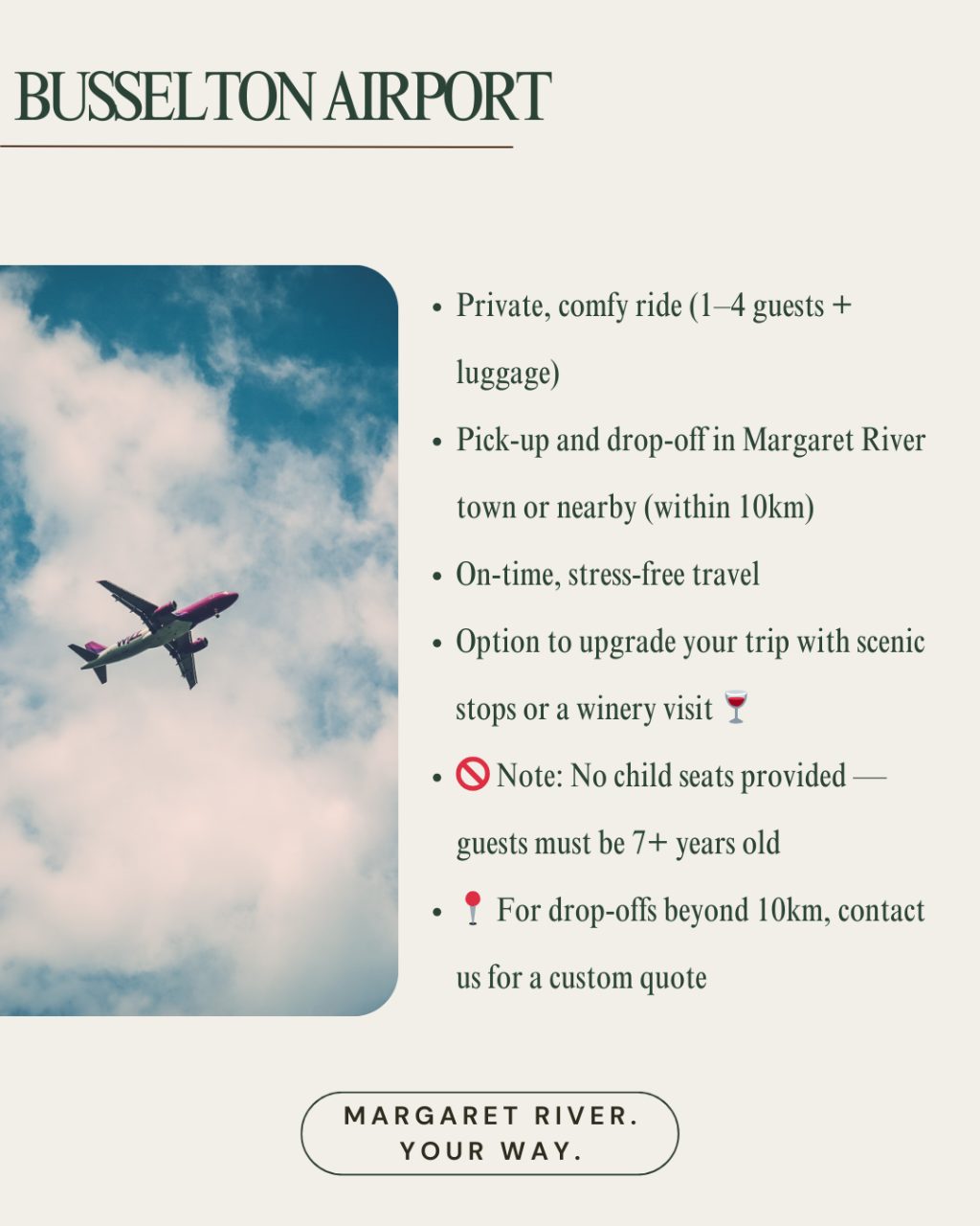 Airport Transfer | Busselton Airport to Margaret River