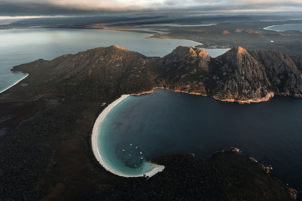 Up Over Wineglass Bay - Heli Doors Off