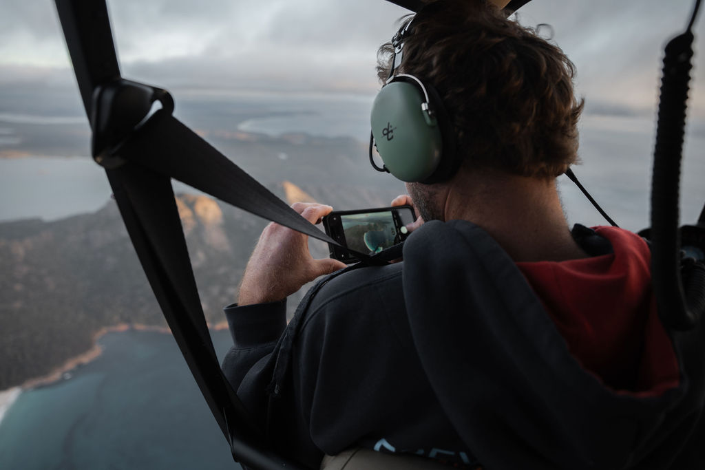 Up Over Wineglass Bay - Heli Doors Off