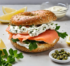Bagel with Salmon, Cream Cheese, Capers & Onion 