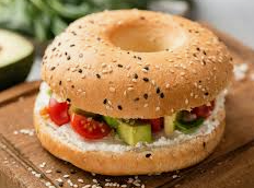 Bagel with Cheese, Tomato & Avocado 