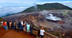 Poás Volcano with waterfall la Paz