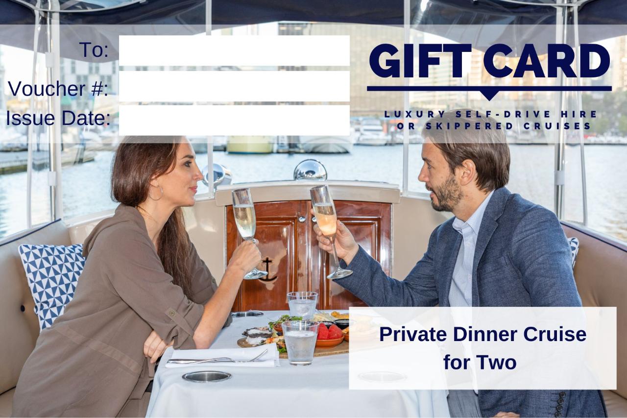  Luxury Private Dinner Cruise for Two- Gift Card