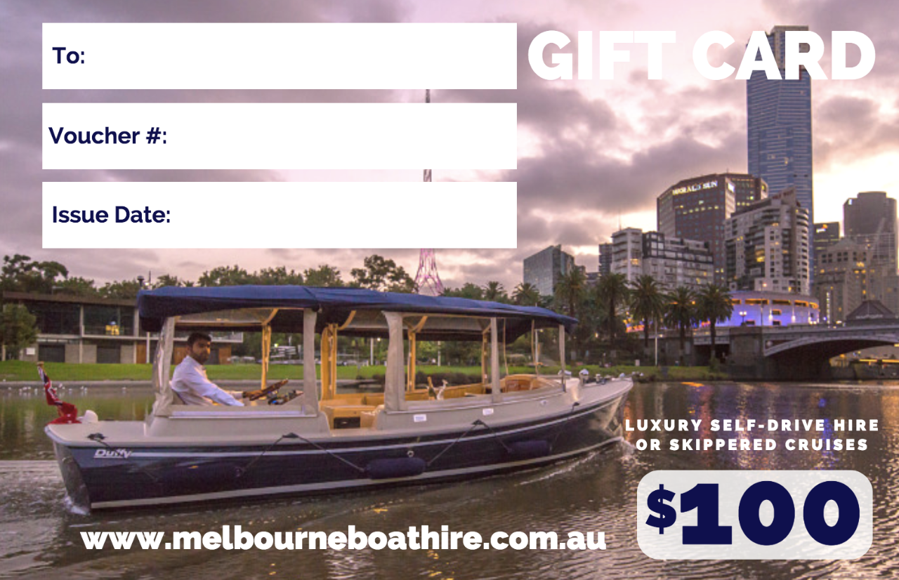 Melbourne Boat Hire - $100 Gift Card