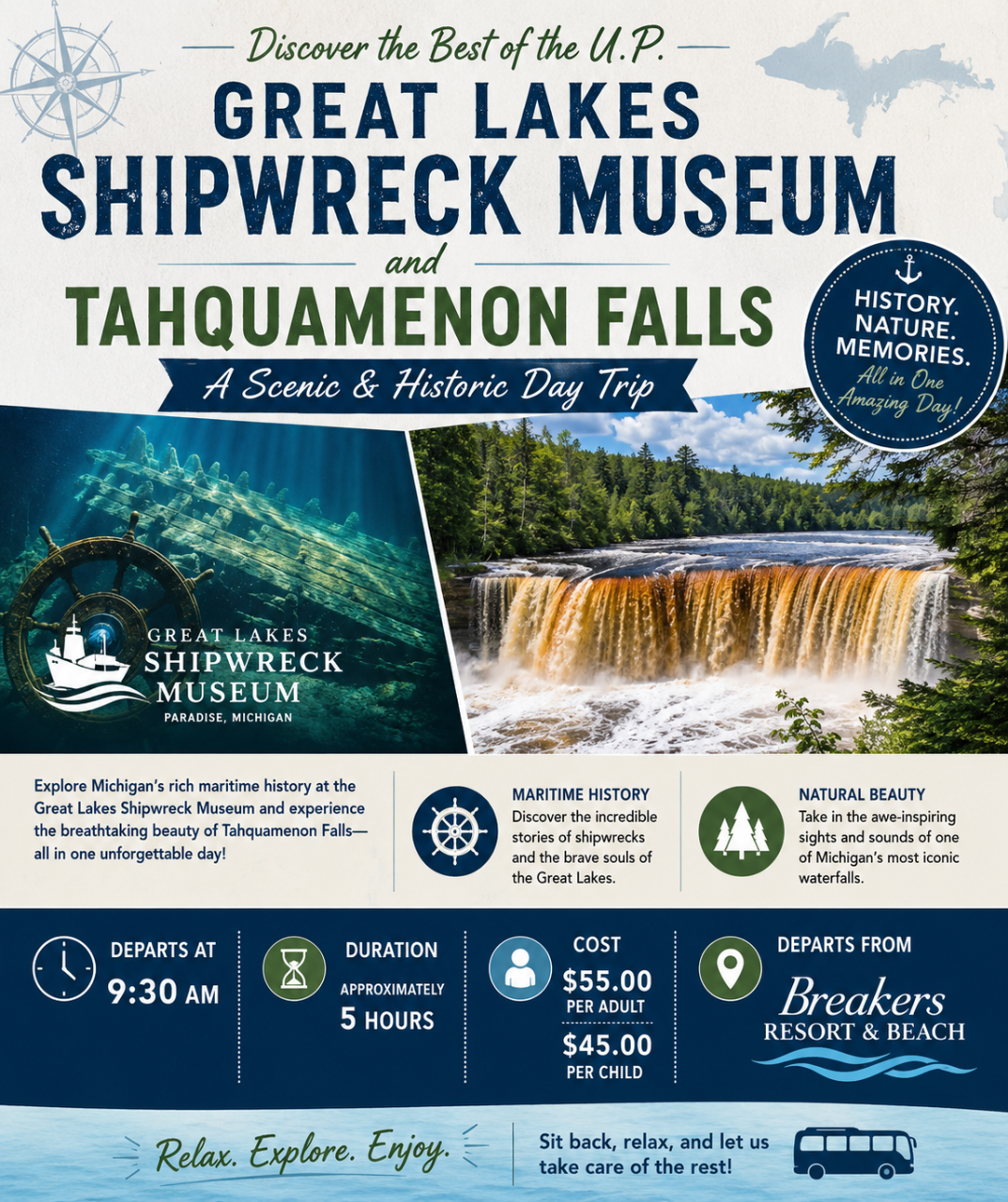 Great Lakes Shipwreck Museum Whitefish Point and Tahquamenon Falls Day Trip