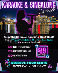 Karaoke Night & Singalong Party Boat Cruise on Tempe Town Lake (90 Mins,  Ages 21+)