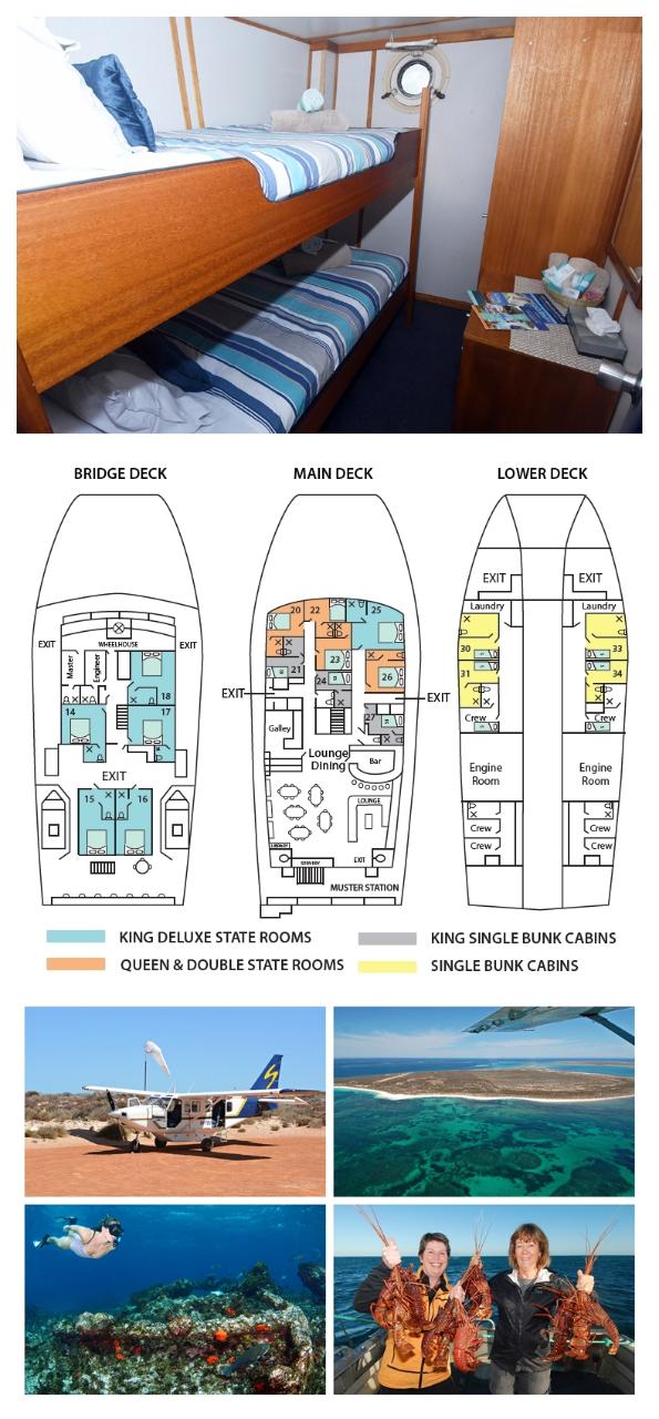 Single Bunk Cabin on the Lower Deck - Twin Share - Abrolhos Islands 5 Day Tour - Fly out & Fly back