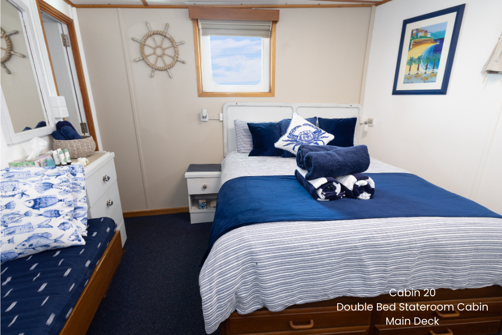 Cabin 20 -  Double Bed Stateroom on the Main Deck - Abrolhos Islands Cruise - Boat out & Fly back