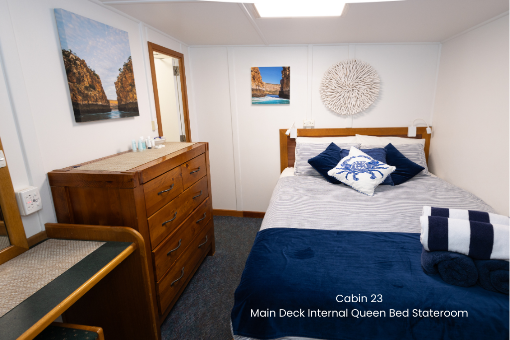 Cabin 23 - Queen Bed Internal Stateroom on the Main Deck - Abrolhos Islands Cruise - Boat out & Fly back