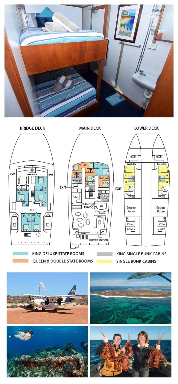 King Single Internal Bunk Cabin on the Main Deck - Cabin 24 - Boat out & Fly back Cruise - Agent