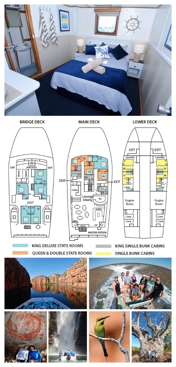 Double Bed Stateroom on the Main Deck - Kimberley 13 Night Adventure Tour - Broome to Wyndham