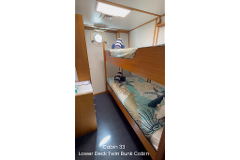 Cabin 33 - Single Bunk Cabin on the Lower Deck - Twin Share - Abrolhos Islands Cruise - Boat out & Fly back