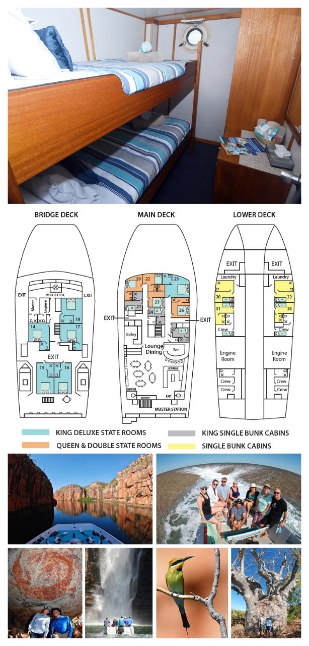 Cabin 34 -  Darwin to Broome - Bunk Cabin on the Lower Deck - Twin Share - Kimberley 13 Night Adventure Cruise - Agent