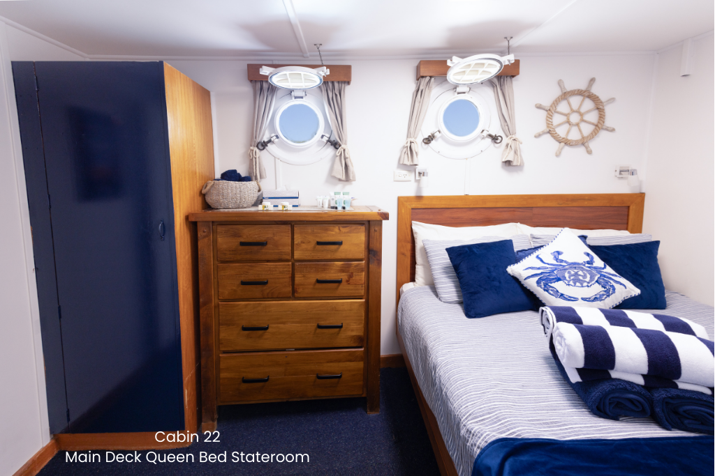  Cabin 22 - Wyndham to Broome - Queen Bed Deluxe Stateroom on the Main Deck - Kimberley 13 Night Adventure Cruise