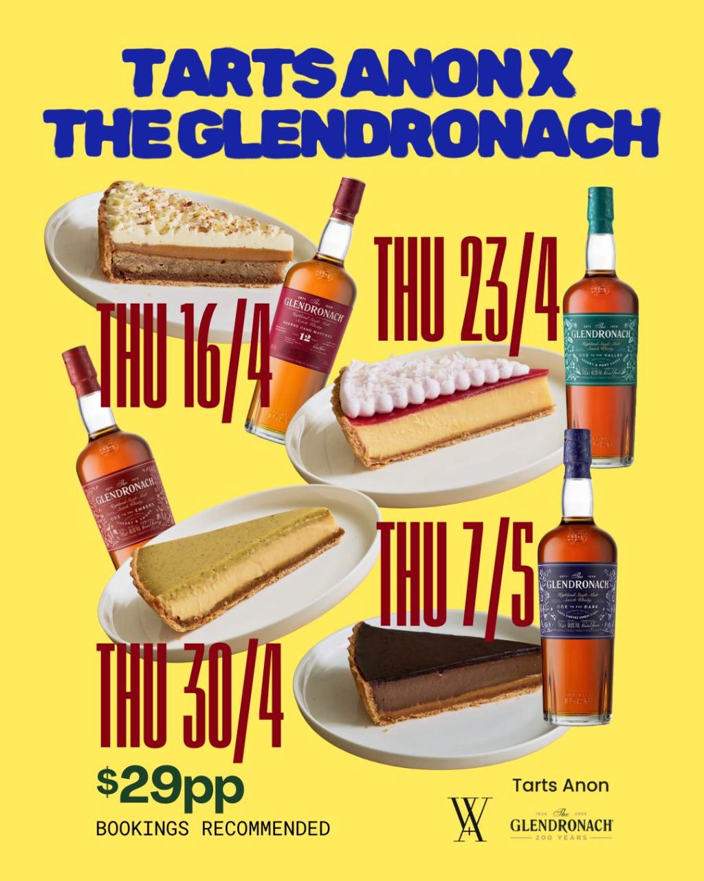 Tarts Anon X The Glendronach every Thursday this month!