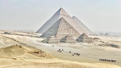 Grand Egyptian Museum & the Pyramids from Monte Galala