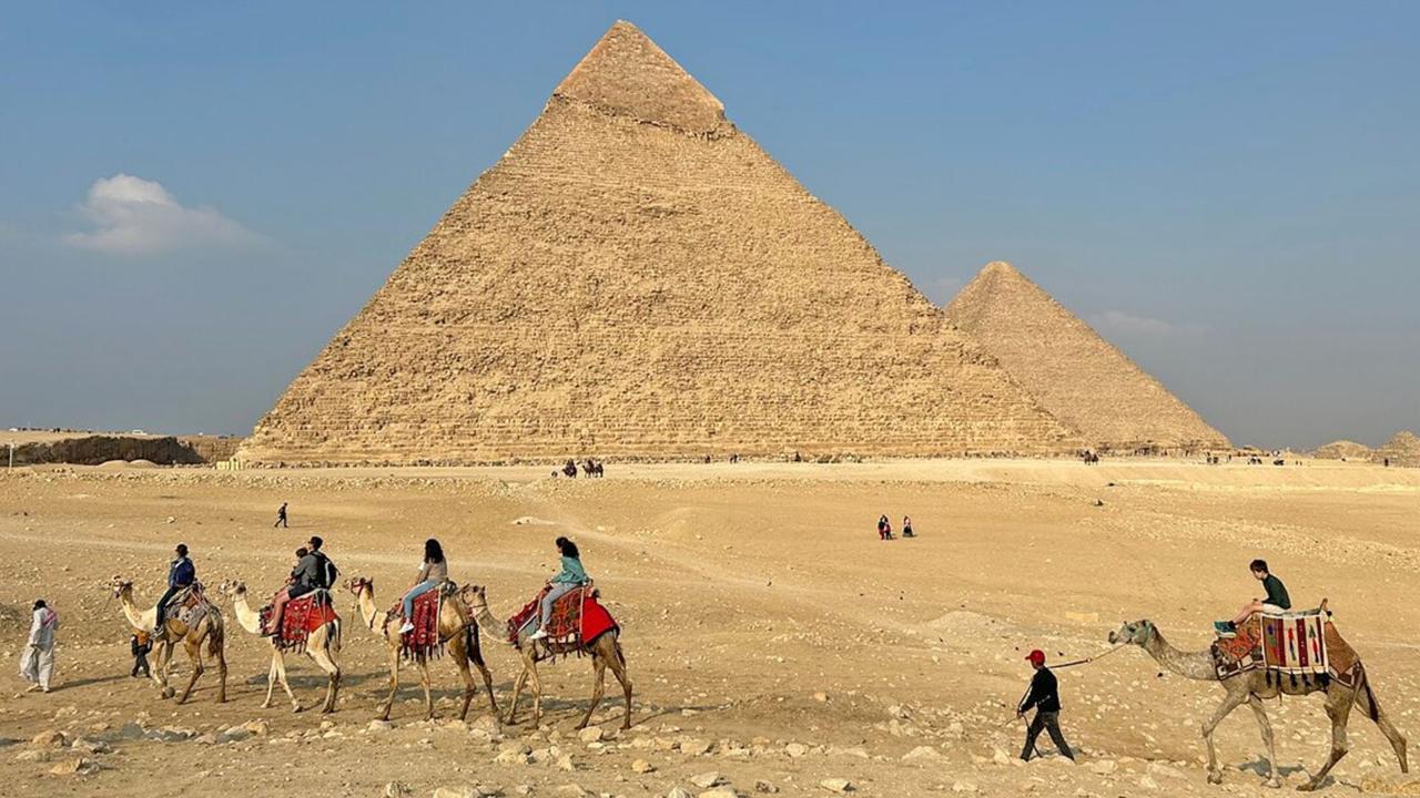 Grand Egyptian Museum & the Pyramids from Monte Galala