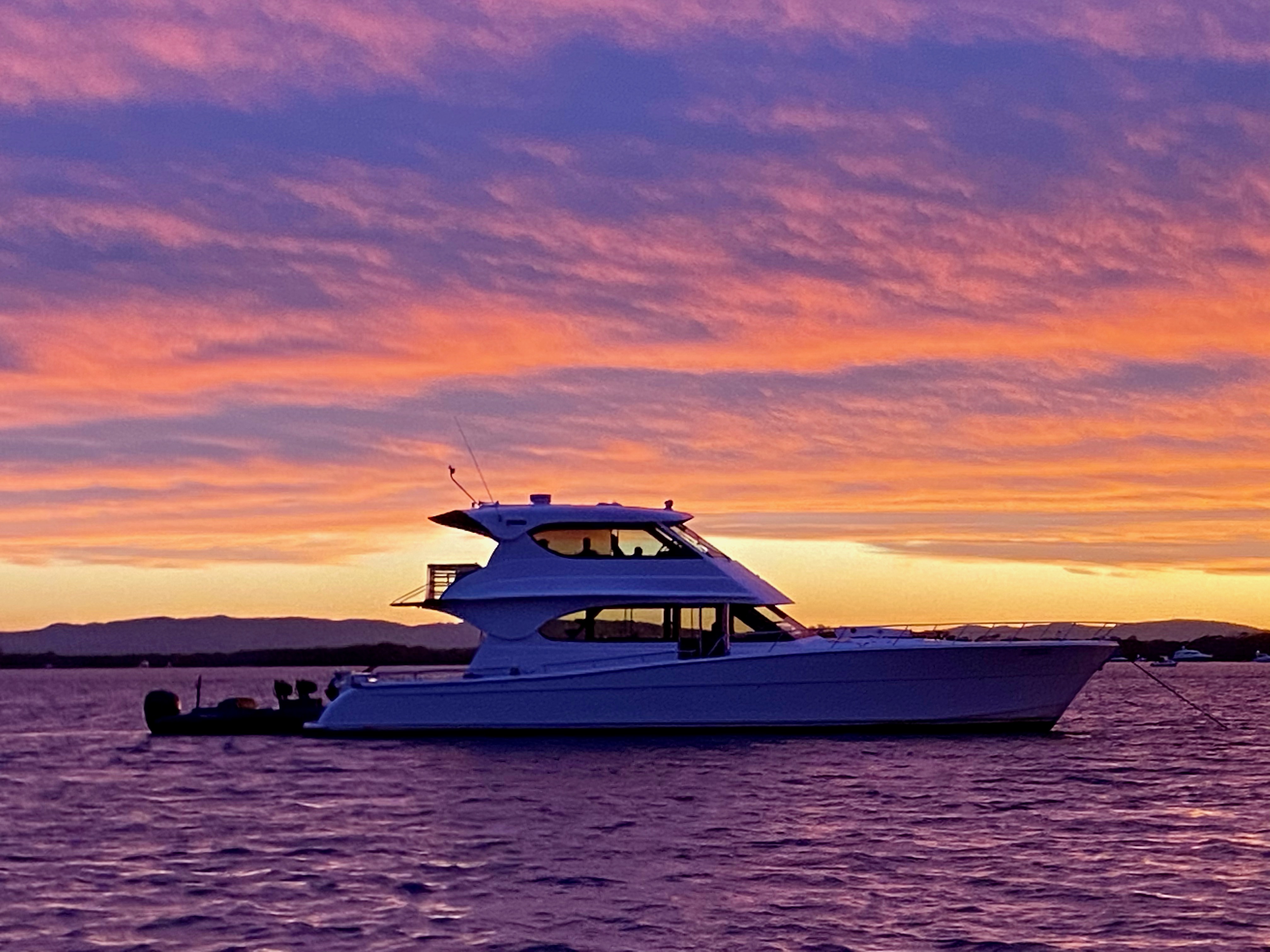 boat cruise on sunset