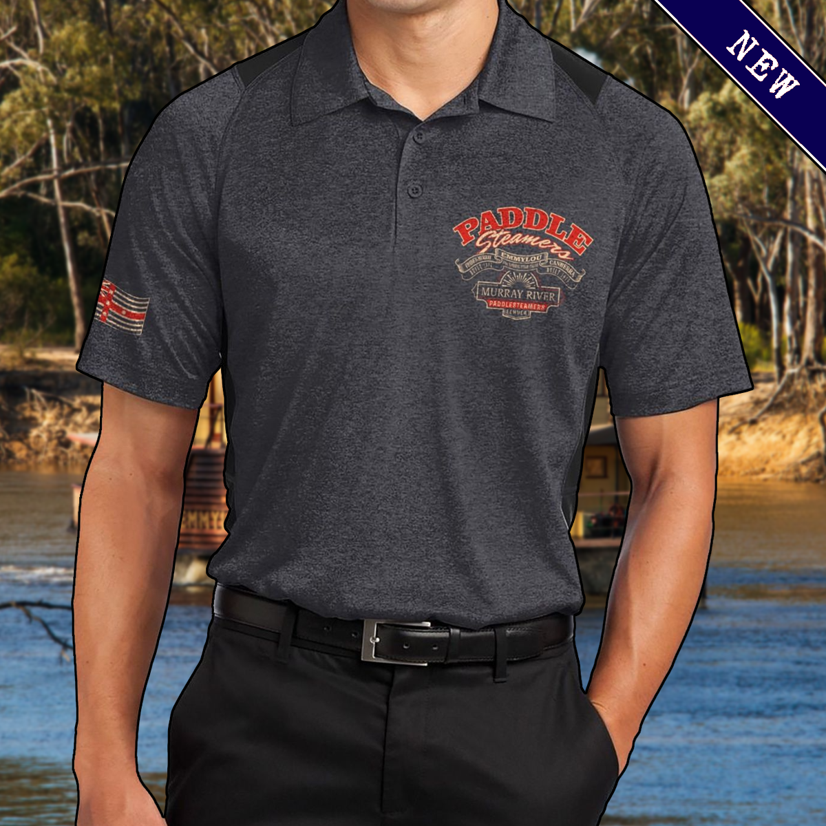 Polo Shirt - Paddlesteamers - Heath Black - Adults
