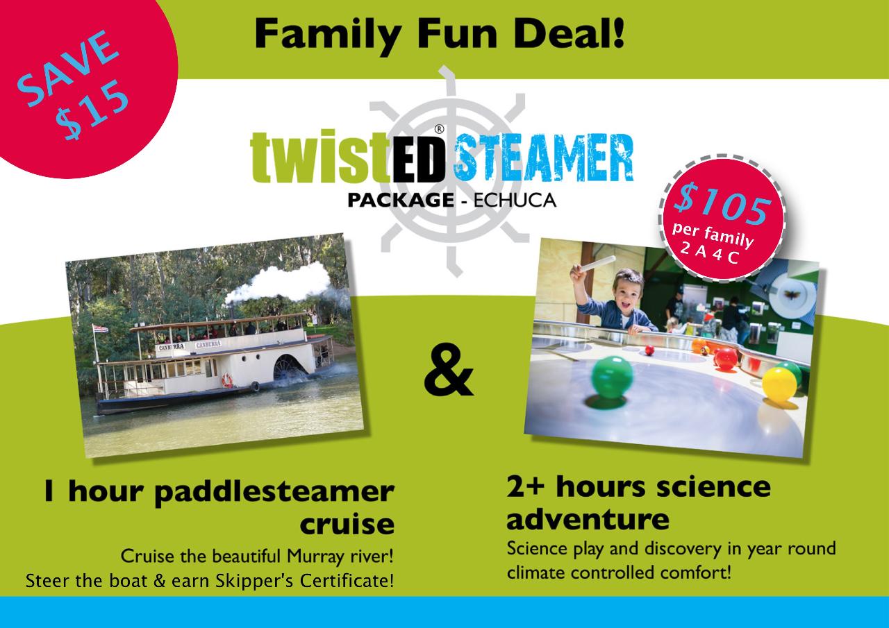 TwistedSteamer - Family Deal - You Choose Your Paddlesteamer Cruise Time