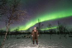 Evening Sami snowshoe hike to the reindeers and northern lights