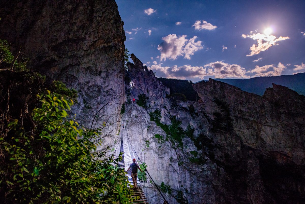 West Virginia Full-Moon Via Ferrata Rock Climbing