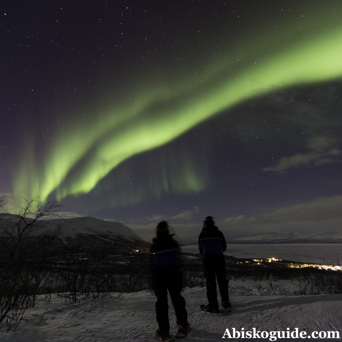 Private northern lights snowshoe walk