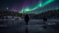 Nordic Ice Skating at Night with chance of Northern Lights