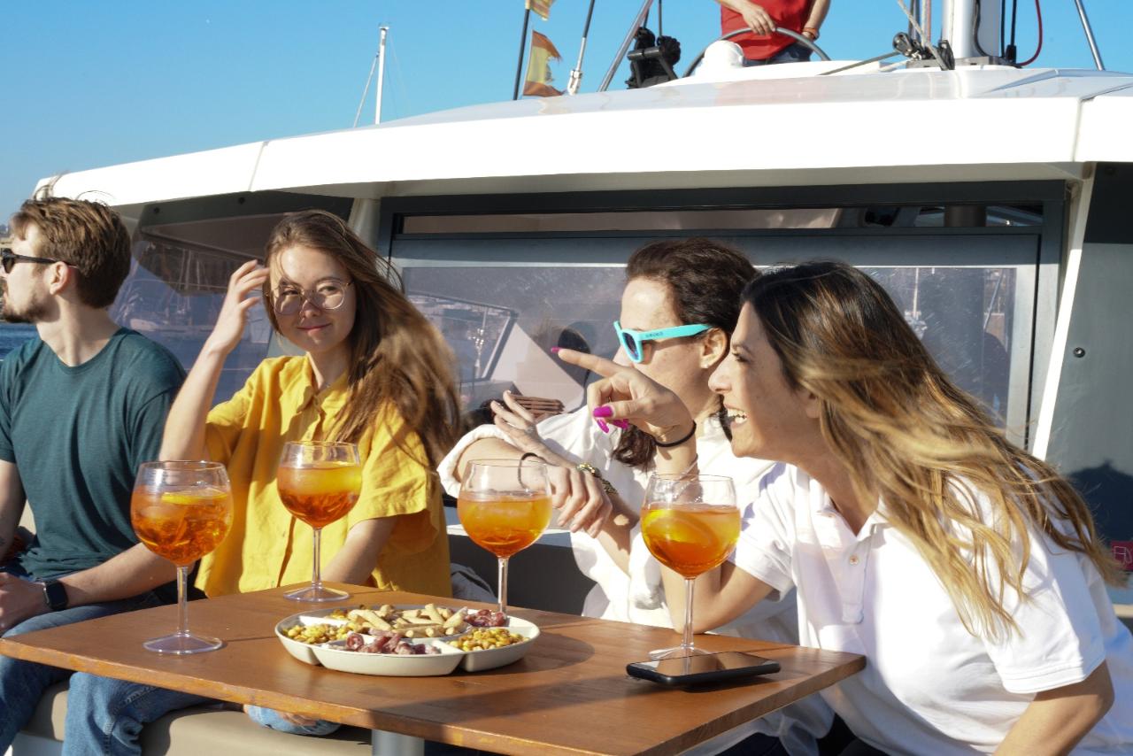 Shared Catamaran Dinner Sunset Sailing Experience Barcelona - Small group