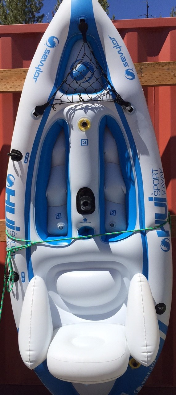 8' Solo INFLATABLE Kayak Sit On Top w/ Fishing Pole Holder