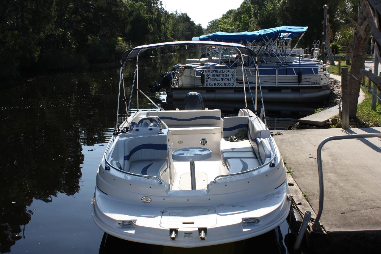 FULL DAY 19 ft. Deck Boat 90 hp 6 passenger River Safaris & Gulf