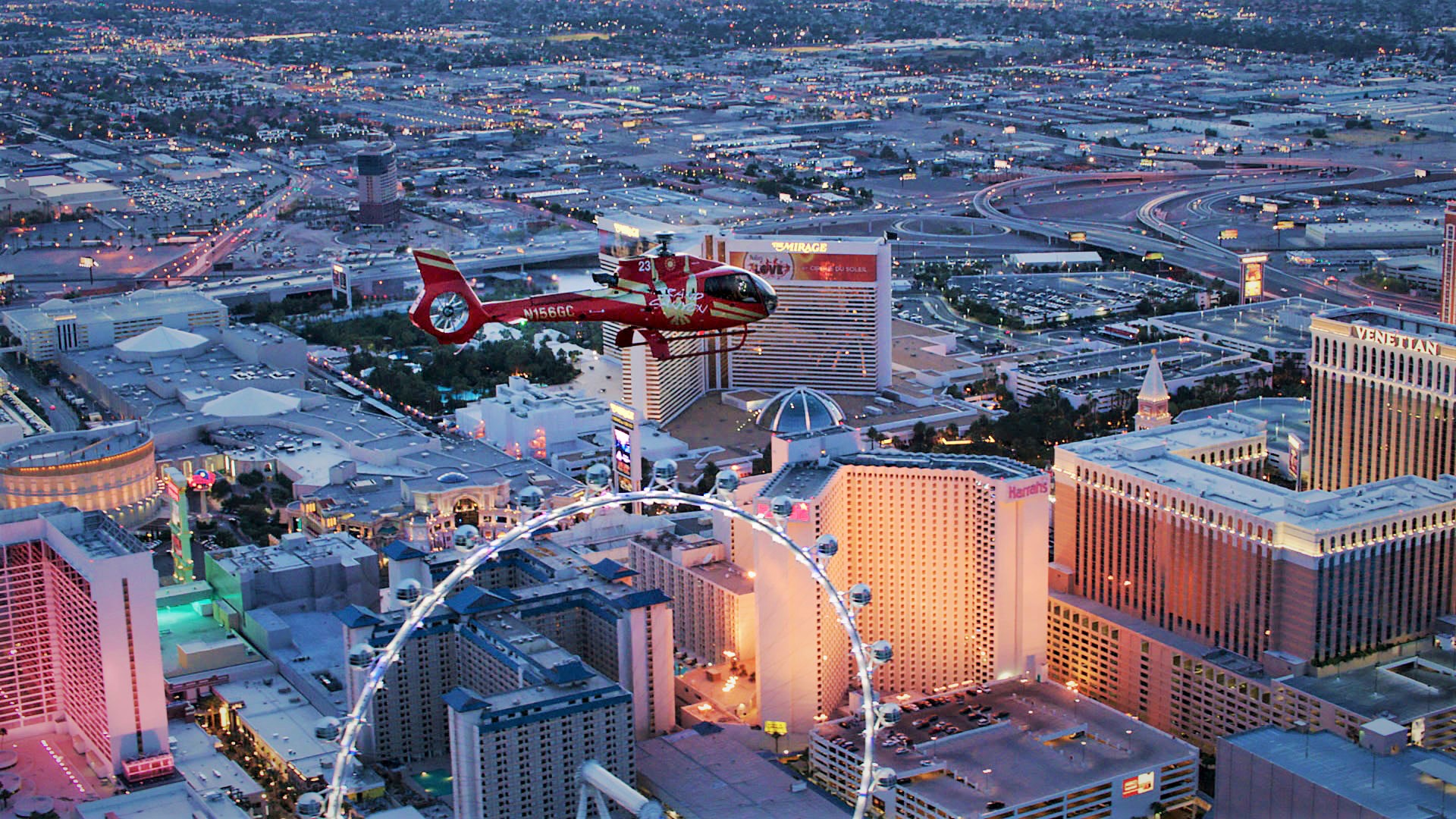 King of Canyons Sunset Landing Tour with Las Vegas Strip