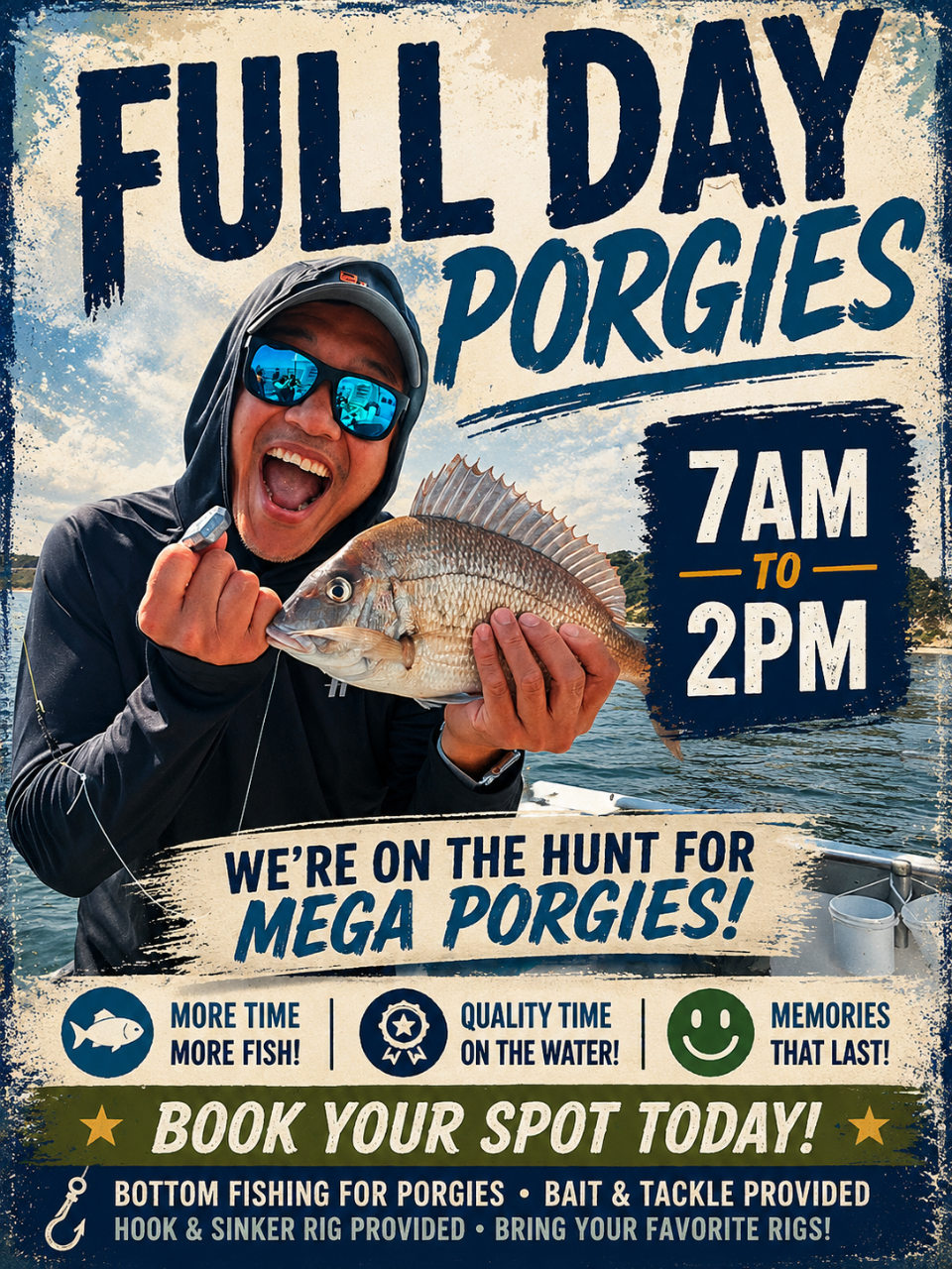 PORT JEFFERSON FULL DAY PORGIES 7AM TO 2PM