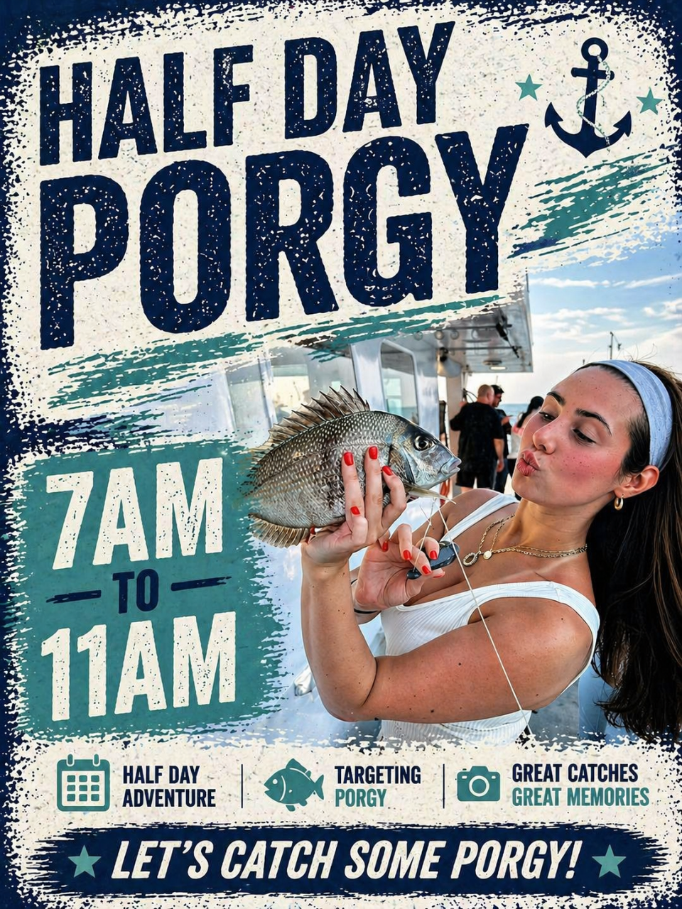 PORT JEFFERSON SATURDAY AND SUNDAY 7 AM to 11 AM HALF-DAY PORGY