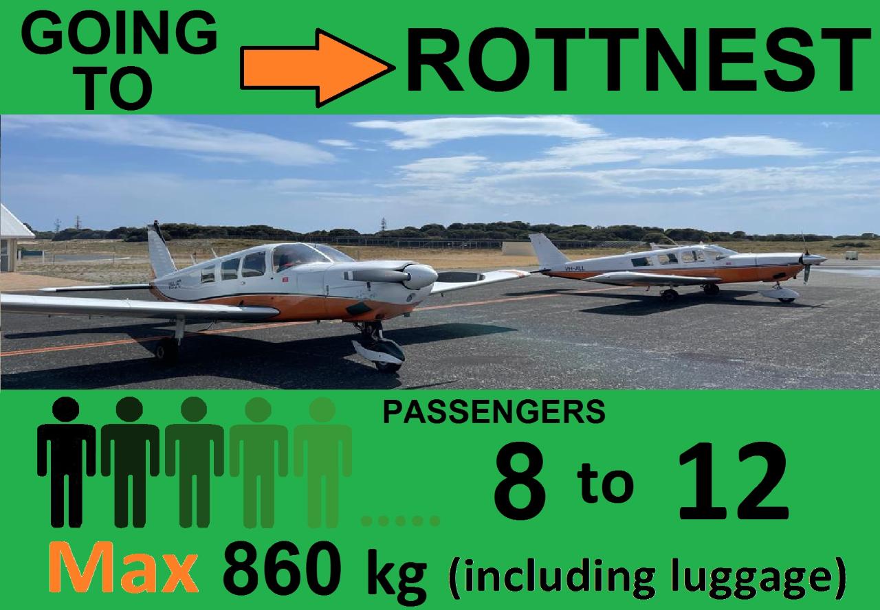 »» Tandem Aeroplanes, Perth to Rottnest (8 to 12 passengers) one way